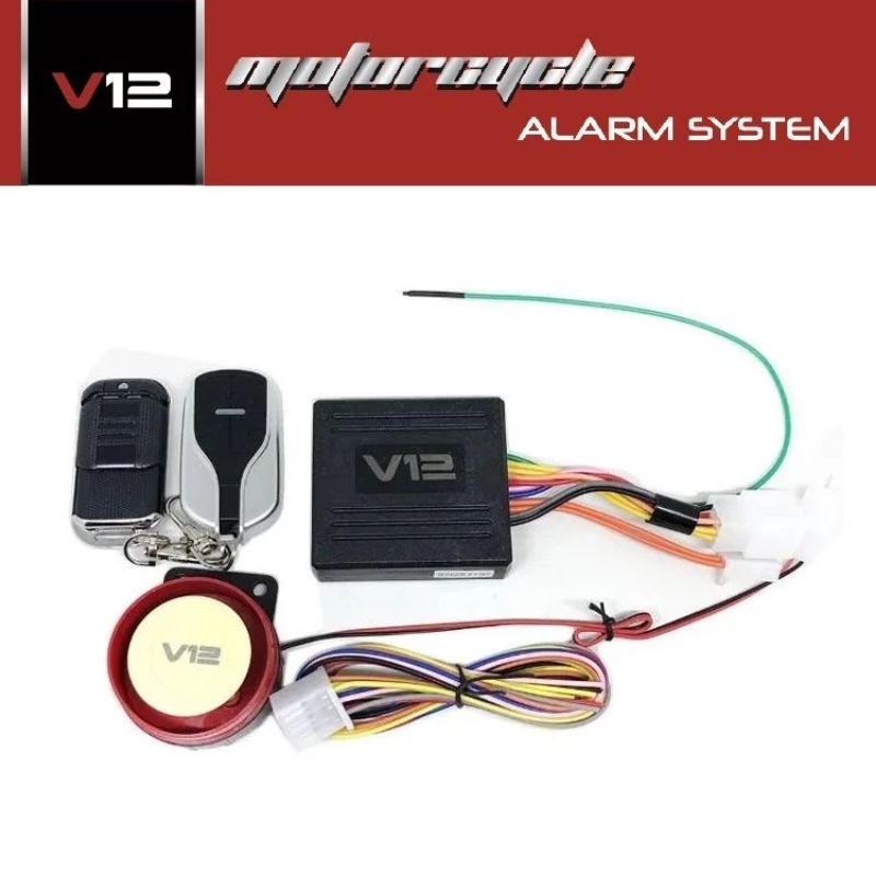 Alarm Motor Remote System V12 Stater Kunci Anti Maling Sensor Getar Pengaman Safety High Quality Wat