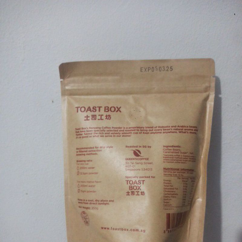 

Toast Box Nanyang Coffee Powder Arabica 250 Gram - Kopi Bubuk Import Singapore