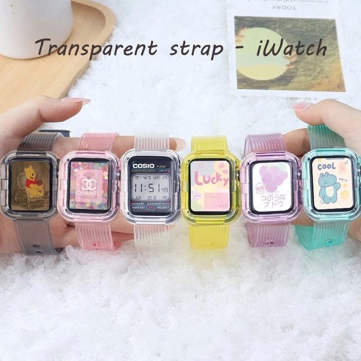 Sale.. Tali✅Transparent Strap Watch Transparent Strap For Apple Watch T55 T500 HW12 HW16 HW22 Series
