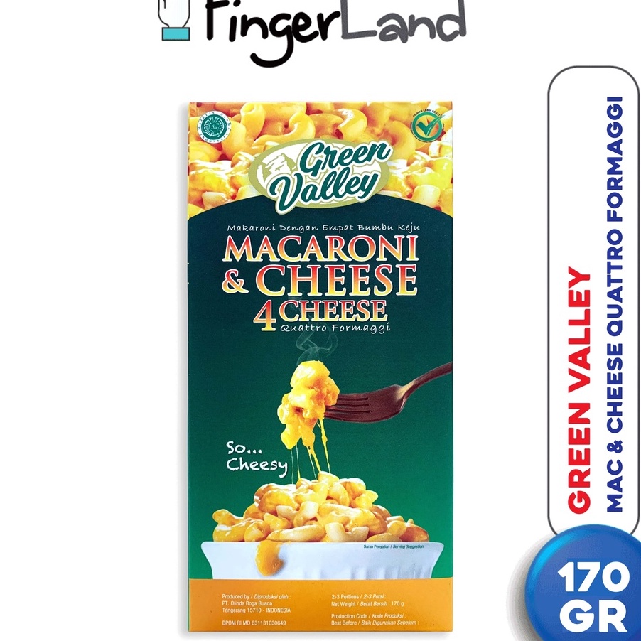 

WTBT0853 [PROMO MURAH!!!] GREEN VALLEY Macaroni and Cheese Quattro Formaggi 170 Gr 4 Jenis Keju