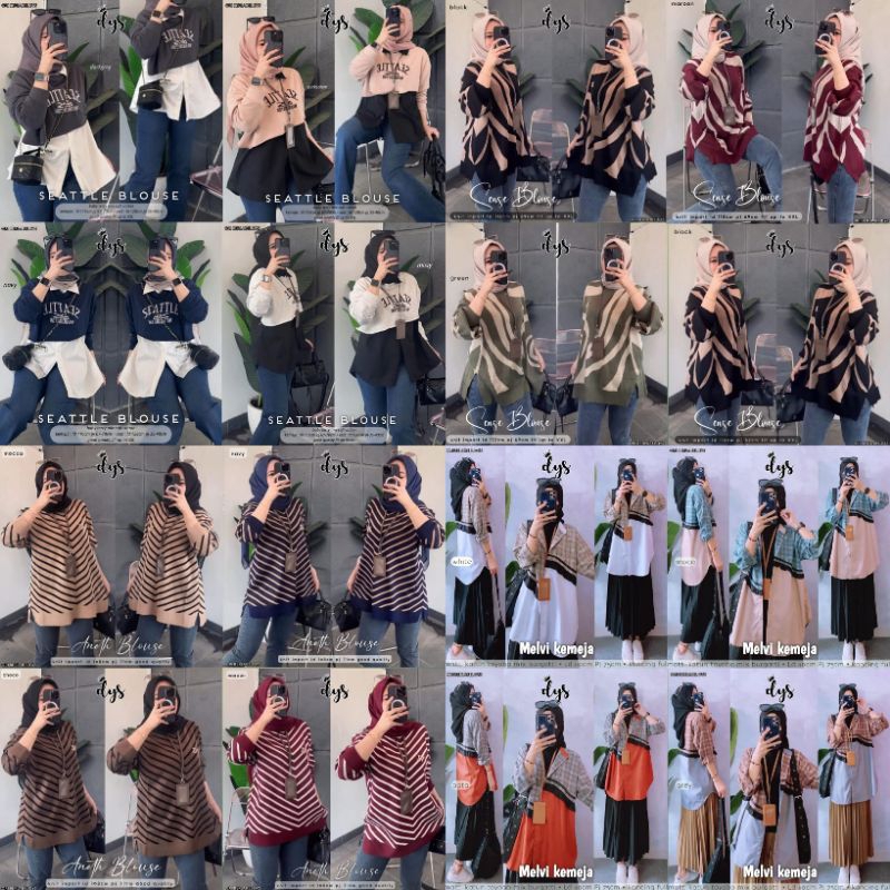 TUNIK BLOUSE WARNA KOMBINASI WANITA
