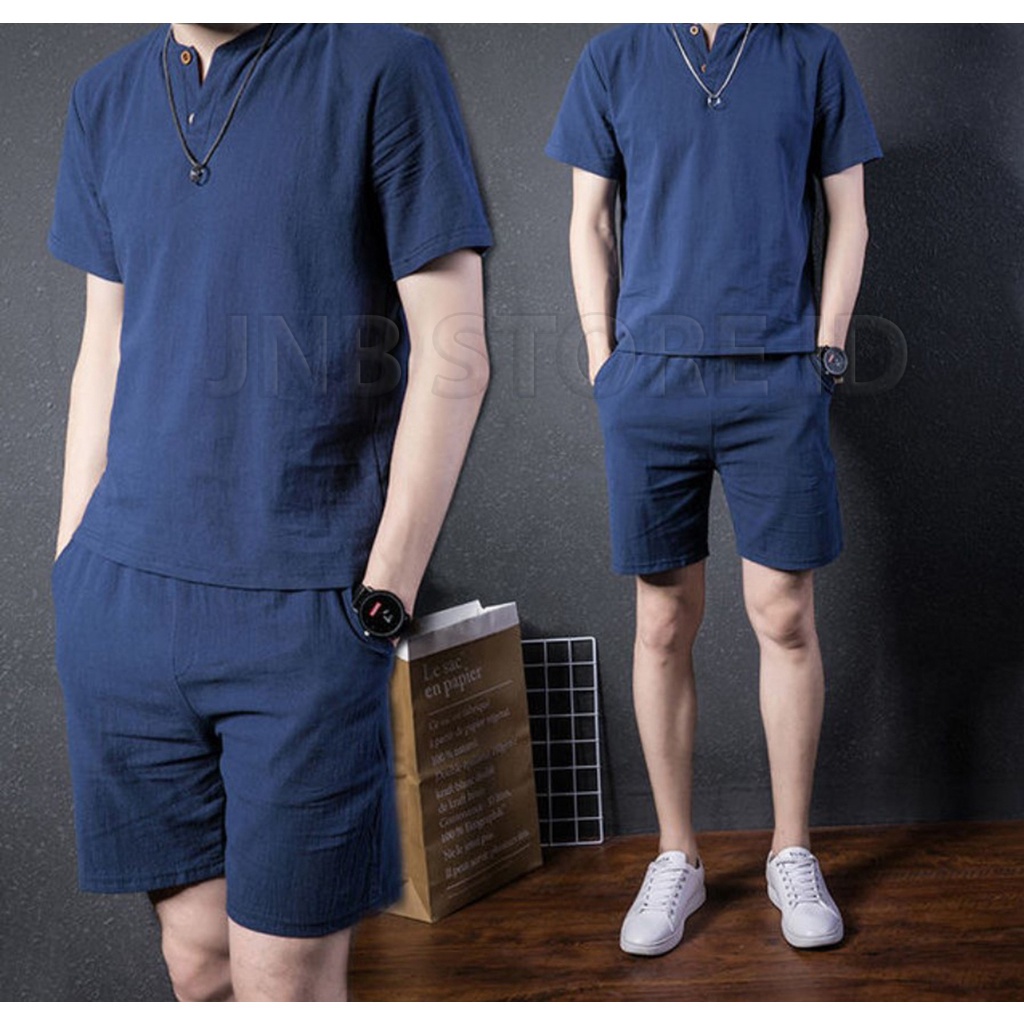 12.12 Terlaris Setelan Kaos Dan Celana Pendek Polos Pria Dewasa Bahan Cotton Babyterry grosir