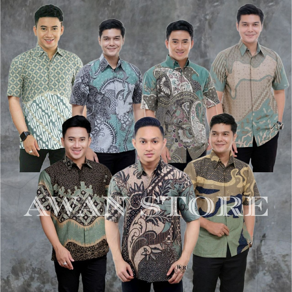 Import Terlaris TERBARU Batik SAGE Kemeja Batik Pria Lengan Pendek Hijau Sage Green Hem Baju Batik P