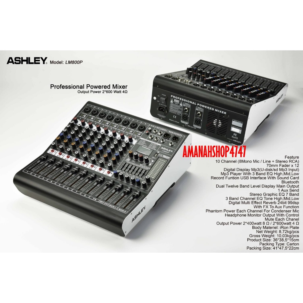 Power Mixer ASHLEY LM800P POWER MIXER 8 Channel Original Ashley LM800 P Ashley LM 800 P