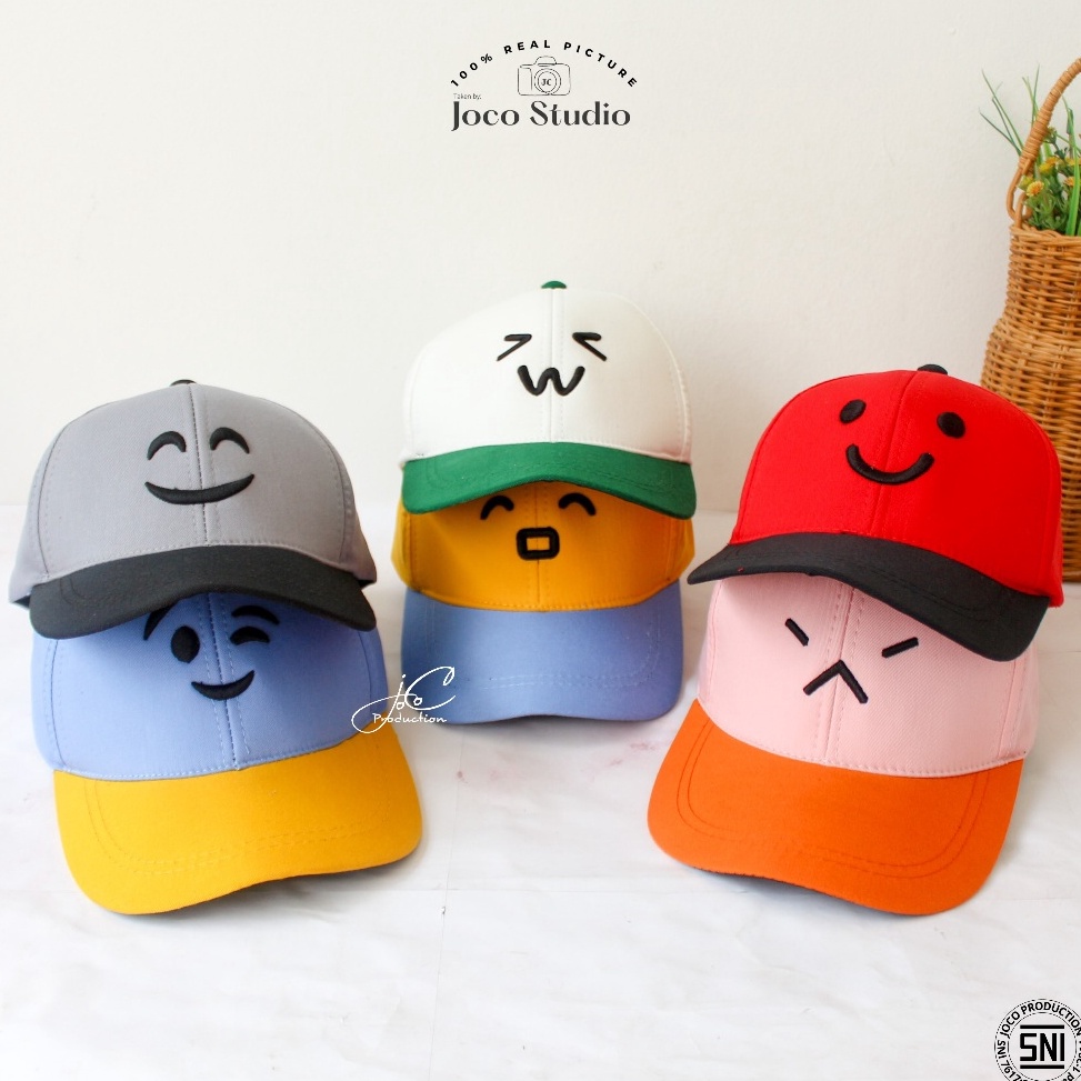 Jocoproduction - Topi Fashion Anak BASEBALL Premium Bordir Emoji