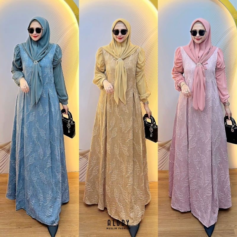 Set Gamis Hijab Yolanda Dress ori Alody