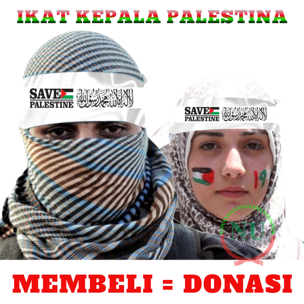 Ikat Kepala Bendera Palestina / Ikat Kepala Palestine / Ikat Kepala Save Palestina / Ikat Kepala Pal