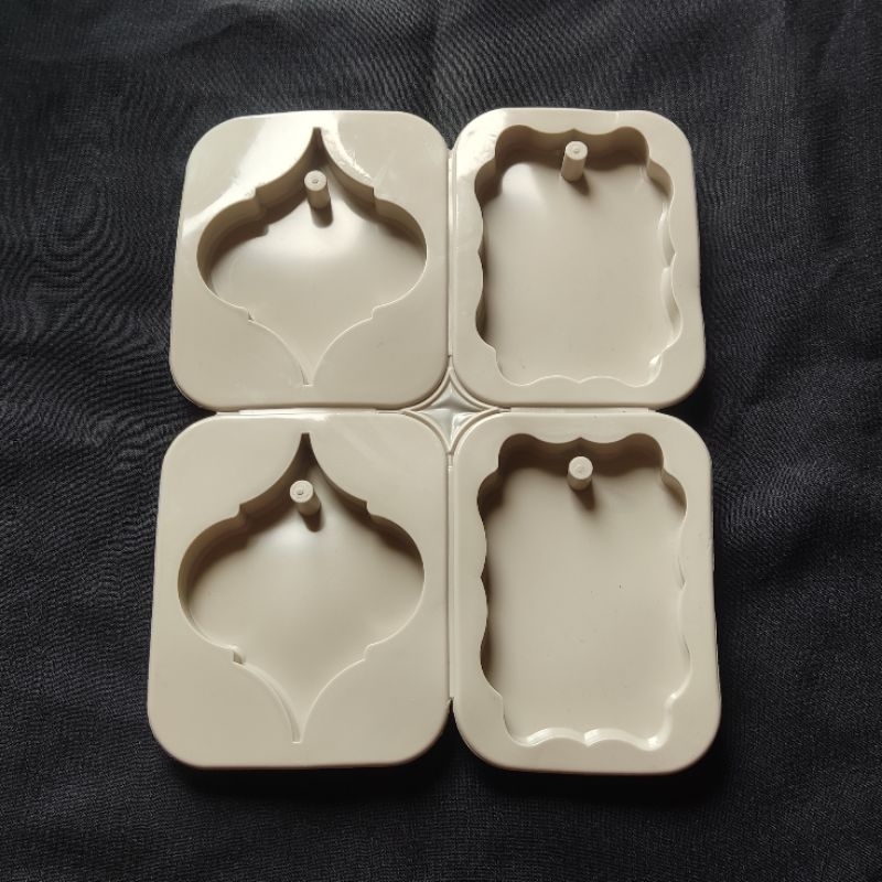 Cetakan Resin Silikon / Molding Silikon Cream 4 Bentuk Untuk Membuat Liontin/Gantungan Kunci