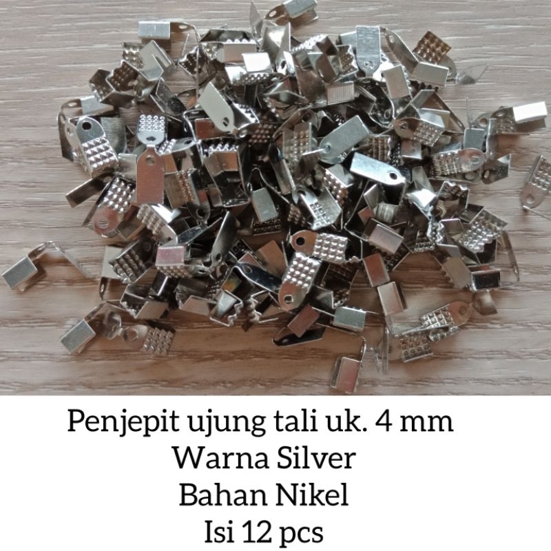 [12 pcs] penjepit ujung tali / klep penjepit ujung tali / stopper ujung  tali / klep bulu /  penjepi
