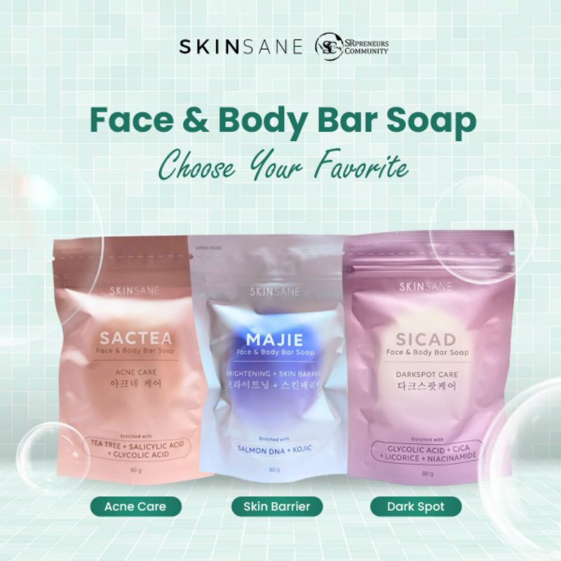 SKINSANE/SABUN WAJAH DAN BADAN/MENCERAHKAN/MENGHILANGKAN FLEK HITAM