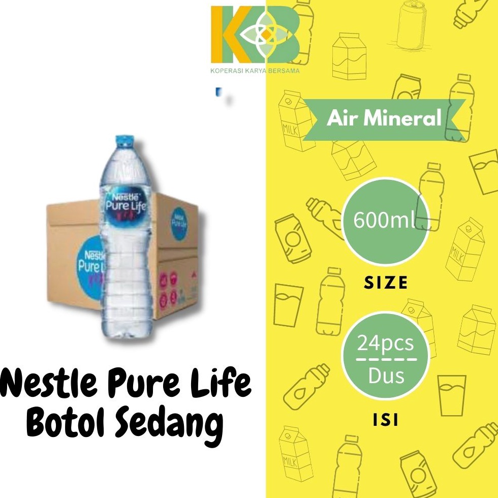 

[PRODUK-P6JLG84] Nestle Pure Life 600ml Isi 24 Pcs 39