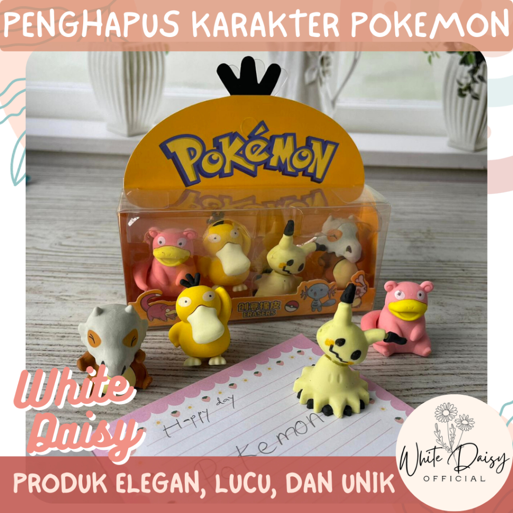 

Set Penghapus karakter Poke premium box psyduck cubone lucu imut unik