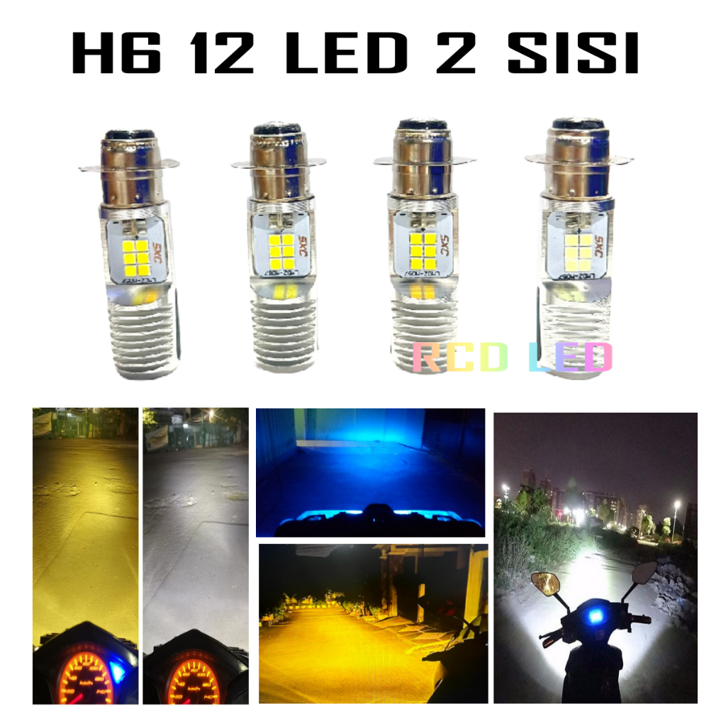 LAMPU H6 12 LED SXC BEBEK UNIVERSAL MOTOR BEBEK HI KUNING LOO PUTIH