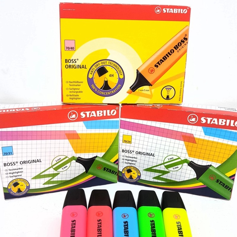 

Terbaru Stabilo/Highlighter BOSS Warna PINK/HIJAU/KUNING/ORANGE/BIRU