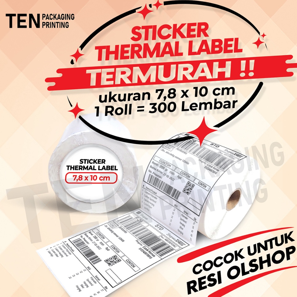 

Kertas Thermal 78x100 mm isi 300 Pcs/ Label thermal barcode Olshop