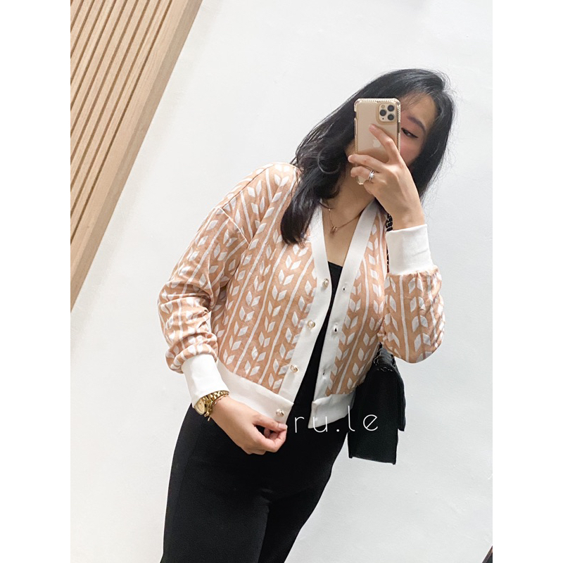 RULE LABEL Sooya Cardi Top - Pakaian Atasan Top Blouse Cardigan Wanita Knit Pattern