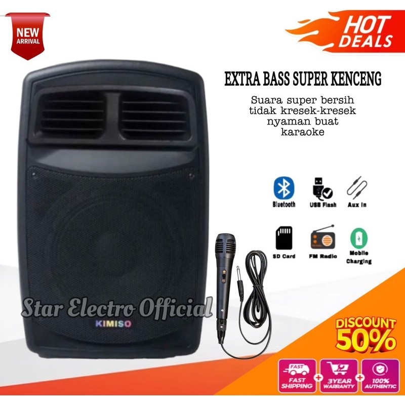 Speaker Karaoke Bluetooth Portable Full Bass Bonus Mic Ukuran Besar 3383 Salon Aktif Jumbo