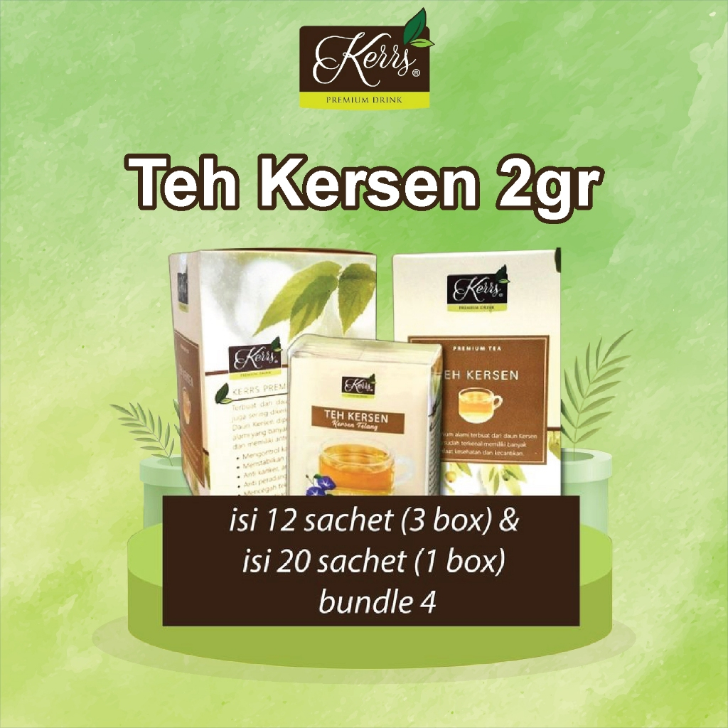 

Kerrs Teh kersen - 2gr, isi 12 sachet (3 box) & isi 20 sachet (1 box) l bundle 4