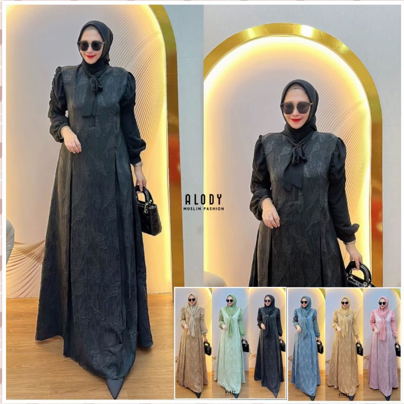 ALODY  YOLANDA Baju Dress Dan Hijab Yolanda Set Hijab by Alody.