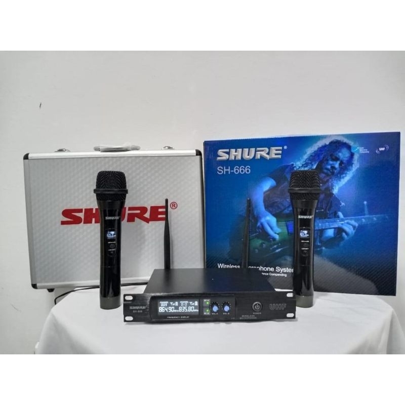 MIC WIRELESS SHURE SH-666 UHF 2 MIC PEGANG SHURE SH 666