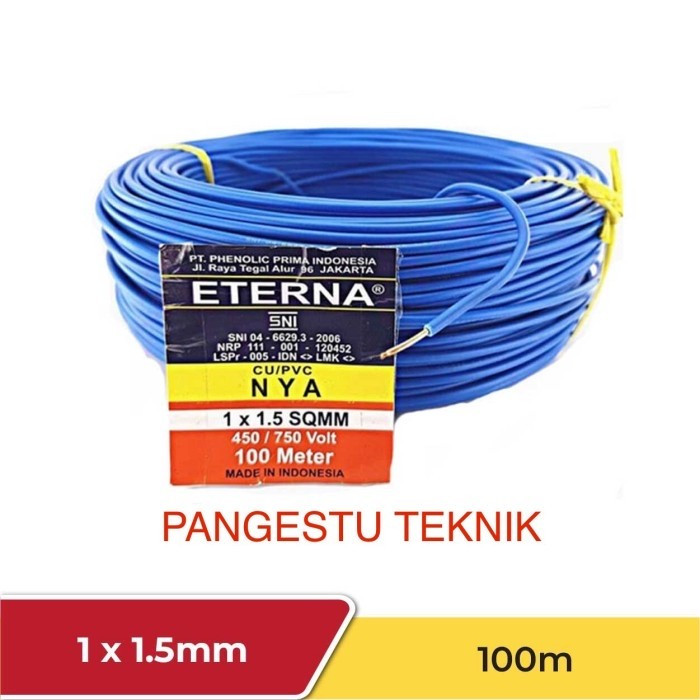 Kabel NYA 1,5 mm Biru ETERNA / 100 Meter / NYA 1.5 mm