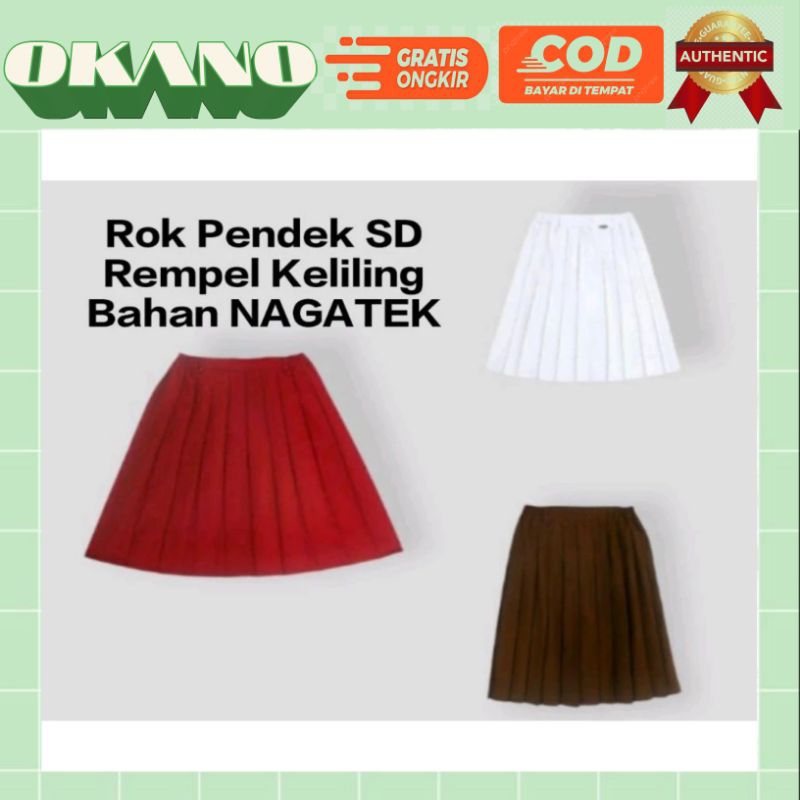 ✨ Rok Pendek SD Bahan Nagatek / Rok SD Pendek Merah,Coklat,Putih / Rok SD Pendek Rempel Keliling ✨