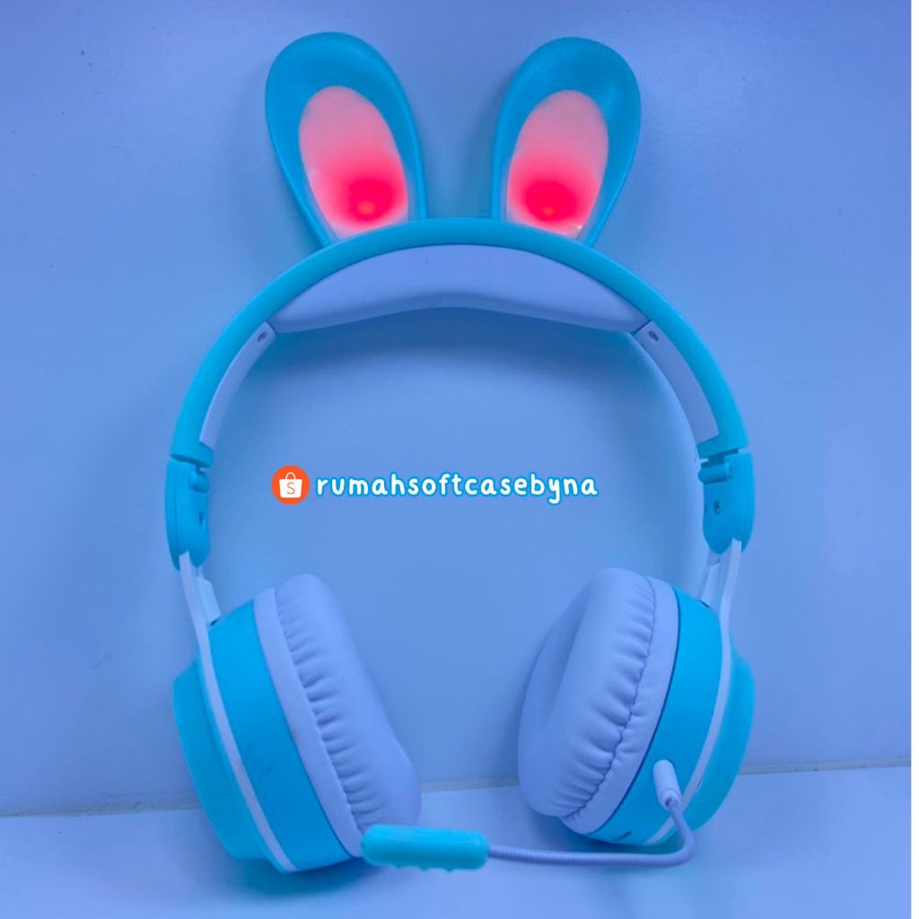 Headset Game bentuk kelinci | Nirkabel Headphone RGB Telinga Headset Kelinci Lucu Headphone Mic Gadi