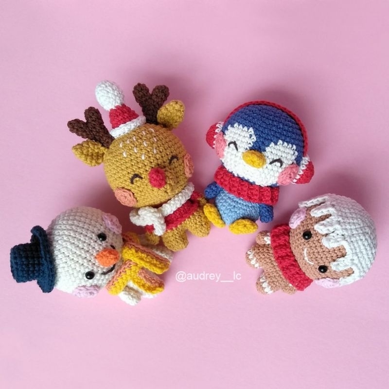 

{Crochet Pattern PDF File} ALC 4in1 Chrismast Deer Snowman Penguin Gingerbread