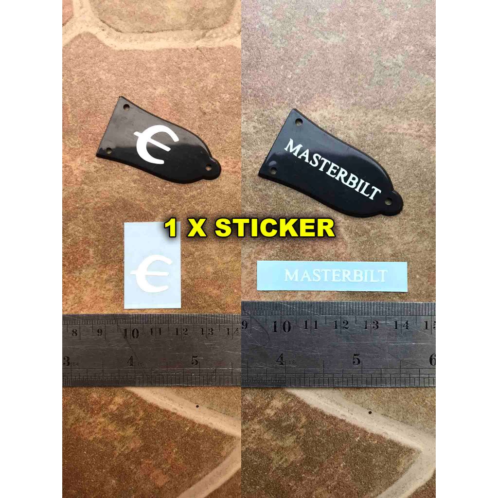 Sticker Logo Tulisan Masterbilt E Trussrod Cover Headstock Gitar Epiphone Gibson Les Paul Sg Double 