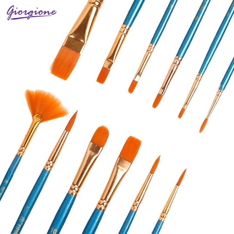 

el Keren.. Giorgione 12pcs Kuas Lukis Oil Brush Paintbrush Nylon M-12 62