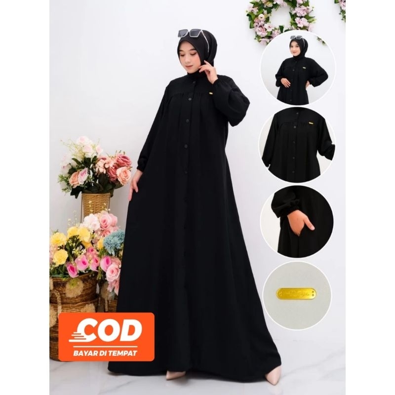 Mariyam Dress Gamis Crinkle Airflow Outfit Remaja Korean Style Hijab Baju Muslim Wanita By Fayola.id