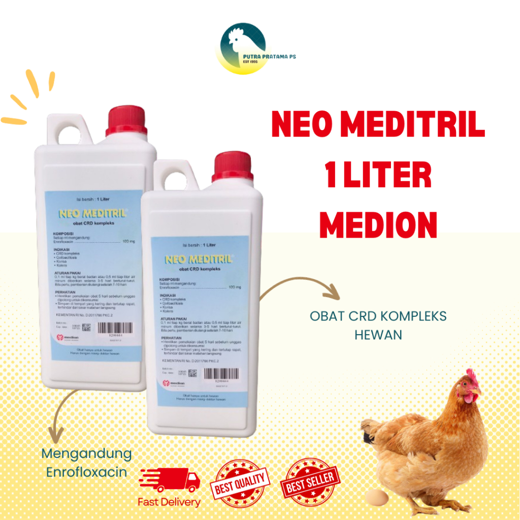NEO MEDITRIL 1 LITER - MEDION - OBAT CRD, FLU, KORISA UNGGAS