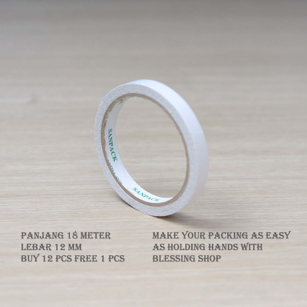 

Double Tape Kertas 18 Meter x 12mm Sanpack