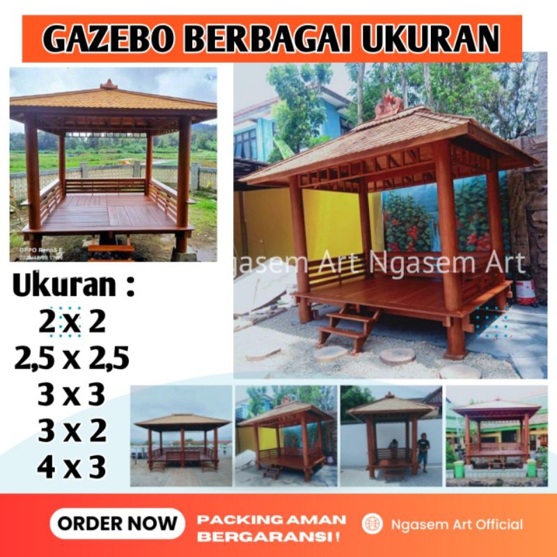 GASEBO SAUNG KAYU GLUGU BERBAGAI UKURAN