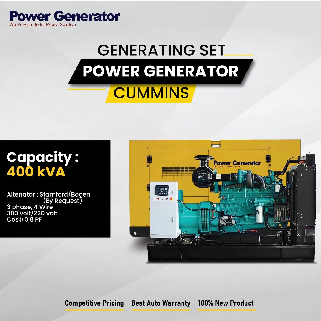 Genset 400 kVA Cummins - Open & Silent - Genset Power Indo - Pembangkit Listrik Diesel Genset Murah