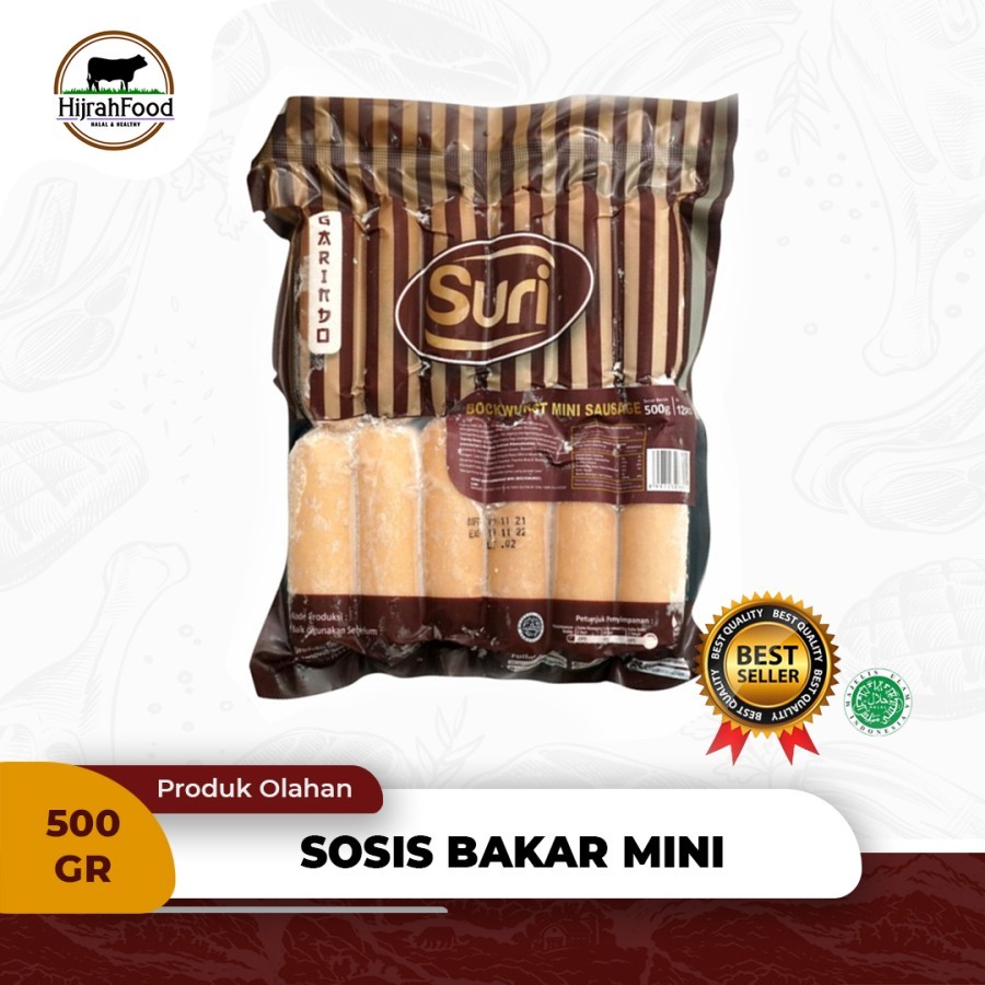 

Suri Bockwurst Mini Sausage Sosis Bakar Sapi 500gr Isi 12pcs