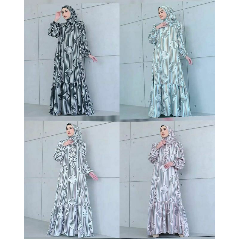 syalina set gamis one set gamis+hijab Amore by ruby