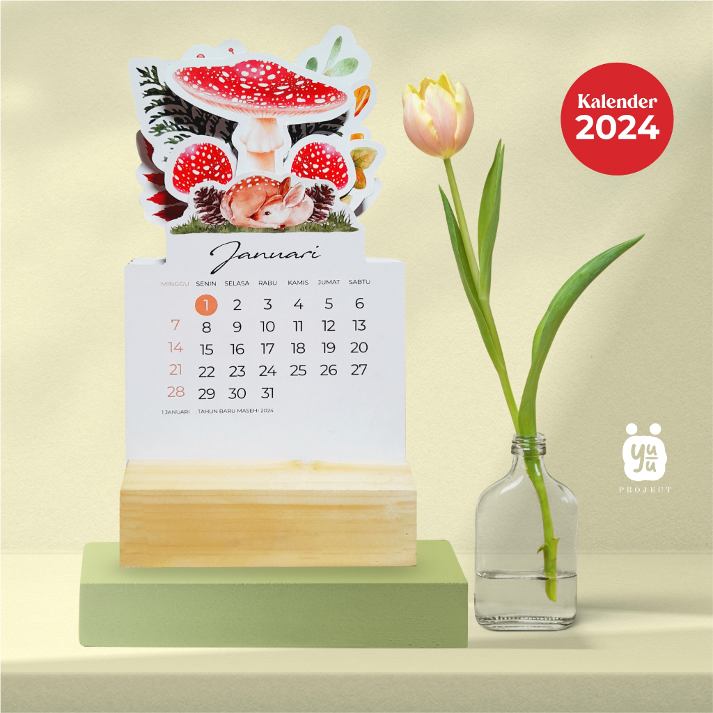 

2024 CALENDAR | KALENDER 2024 AESTHETIC | DESK CALENDAR | KALENDER MEJA | KALENDER DUDUK | + kayu penyangga / woodstan