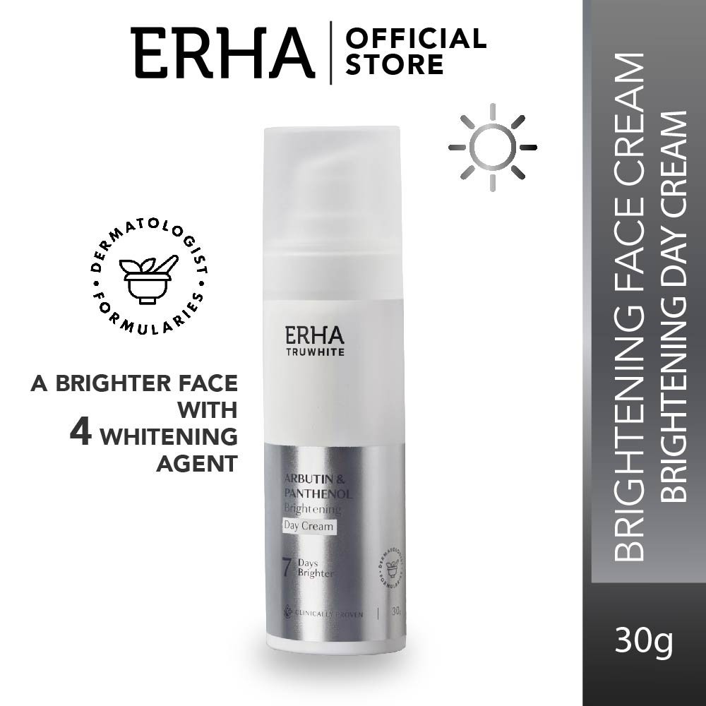 ERHA Truwhite Arbutin & Panthenol Brightening Day Cream 30gr - Menyamarkan flek hitam