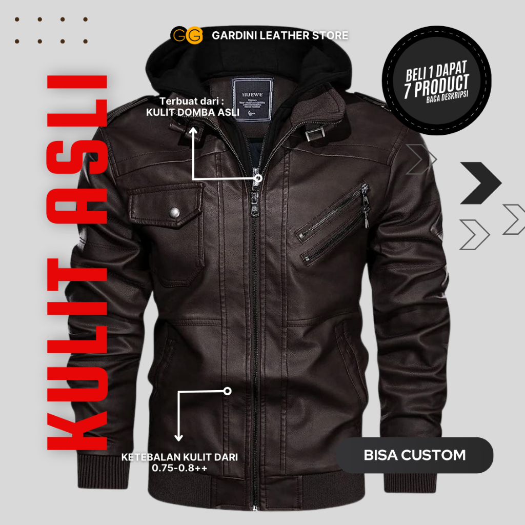 LEATHER JACKET BLACK MOTORCYCLE JAKET KULIT PRIA ASLI ORIGINAL 100% HITAM KEREN MOTOR JAKET KULIT HI