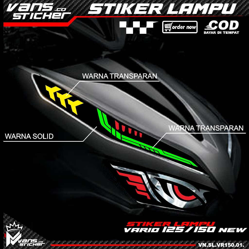 Stiker variasi lampu alis motor vario 125/150, stiker lampu alis vario 125/150 trasparan