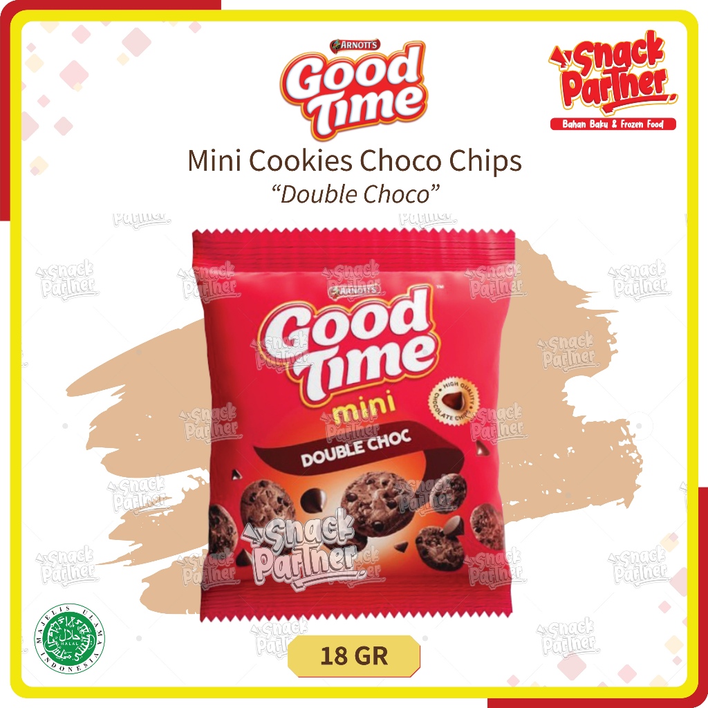 

GOOD TIME - MINI COOKIES CHOCO CHIPS 18 GR - Cookie Chocochips Double ChocChoco Dhips Biscuit Biskuit Coklat Kecil GOODTIME