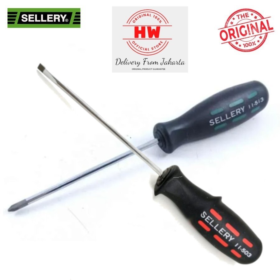 Obeng Bunga PH1 (+) Obeng Minus 3mm (-) x 3 Inch Gagang Karet Sellery