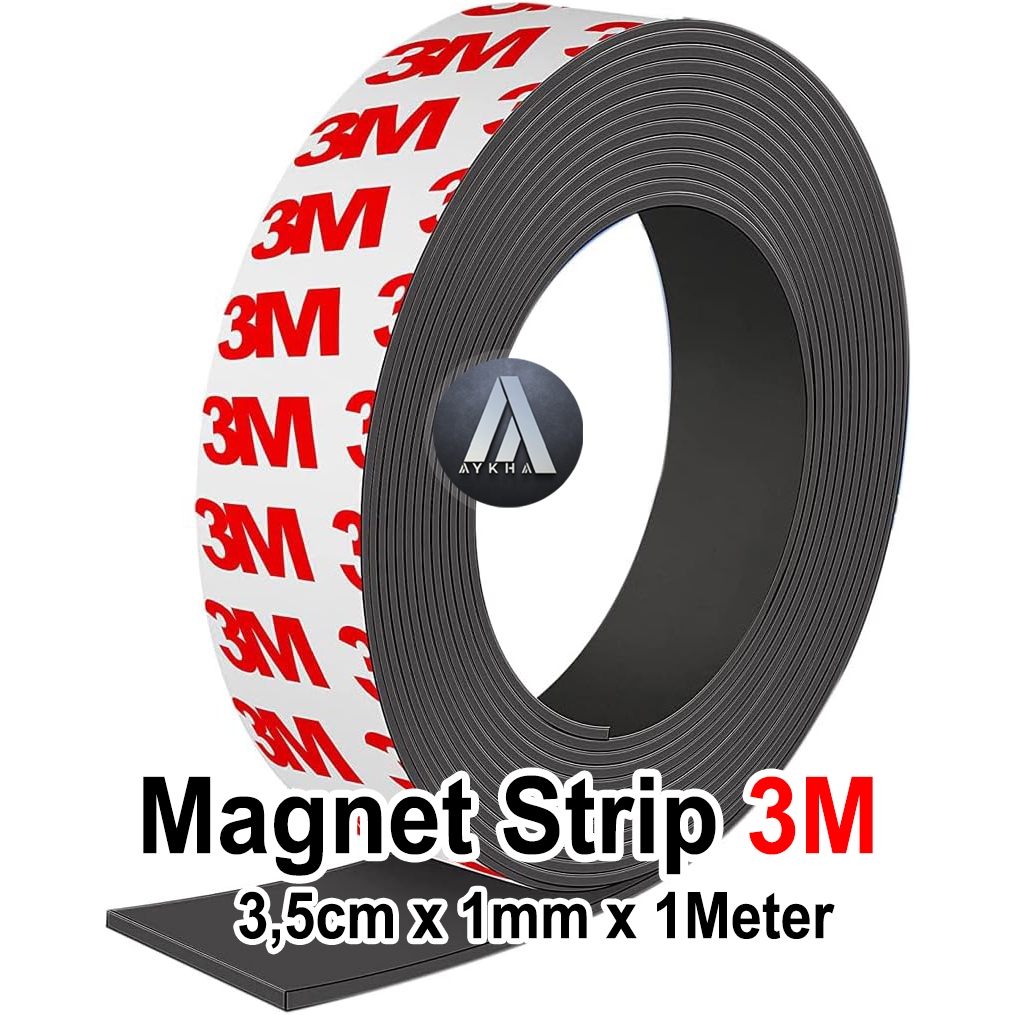 MAGNET Karet Lembaran Strip Tempelan Kulkas Doubletape LEM 3M Size 35mm x 1mm x 1 Meter Per Roll