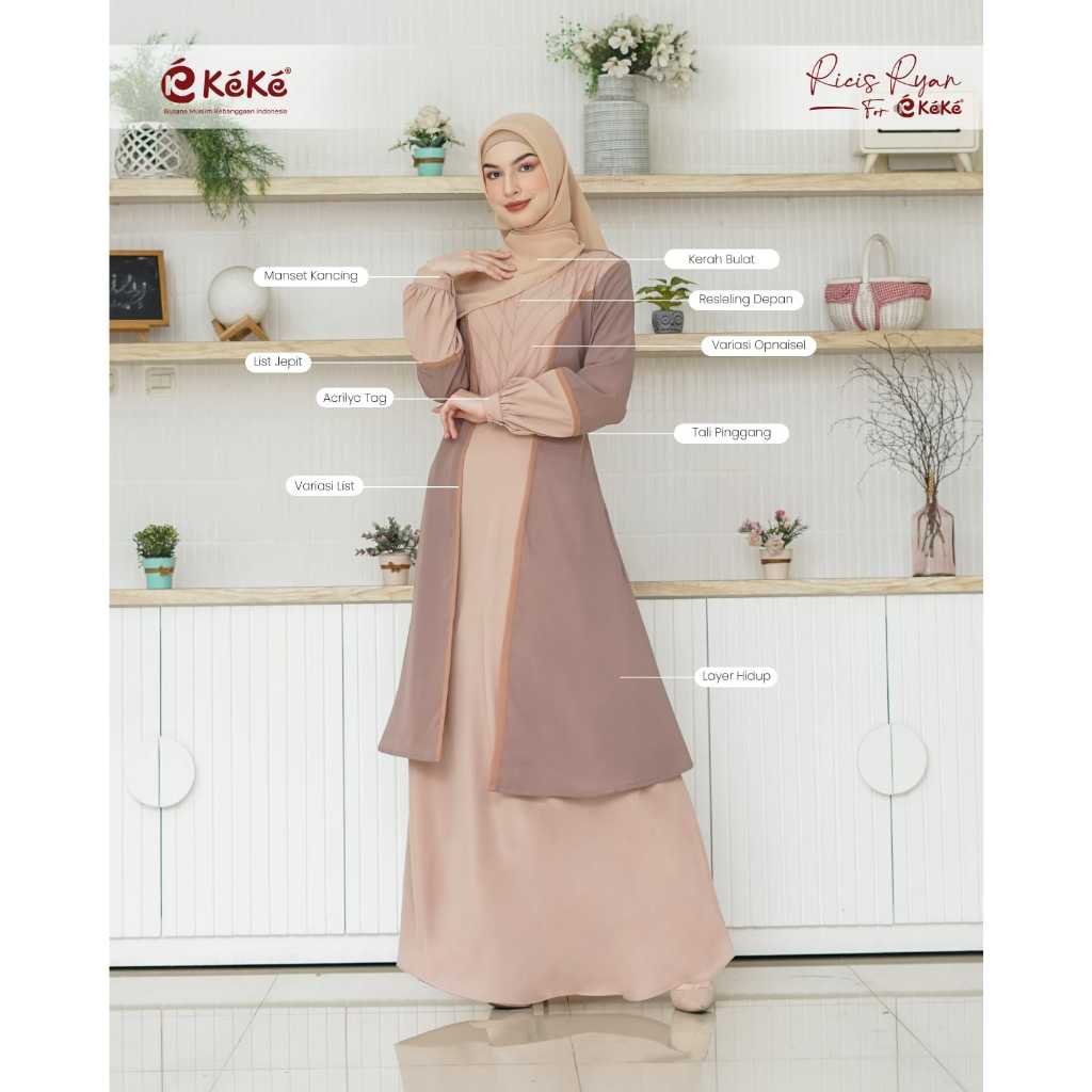 Busana Muslim Couple Dewasa - Gamis dan koko dewasa keke Aravanya Latte