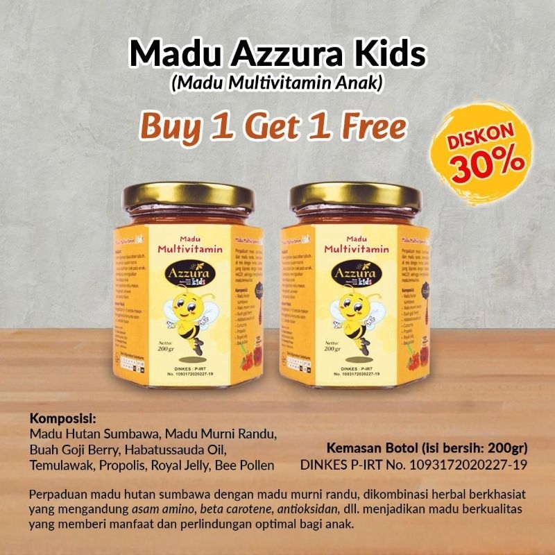 

Madu Multivitamin Kids Azzura 200gr. buy 1 get 1