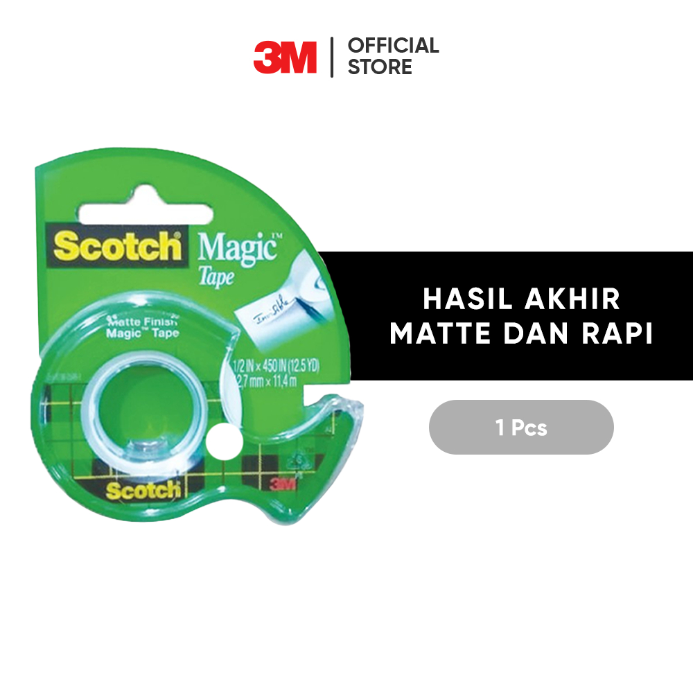 

3M™ Scotch® Magic Tape (CAT 104), Hasil akhir matte & rapi, 1/2 IN x 450 IN (12.5 YD) 12.7mm x 11.4m , Untuk digunakan keseharian