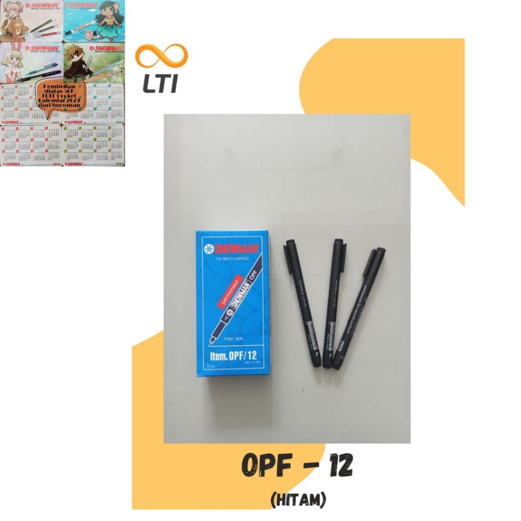 

Spidol Permanent Snowman OHP / OPF 12 Fine Hitam Tip Pcs - HEMAT