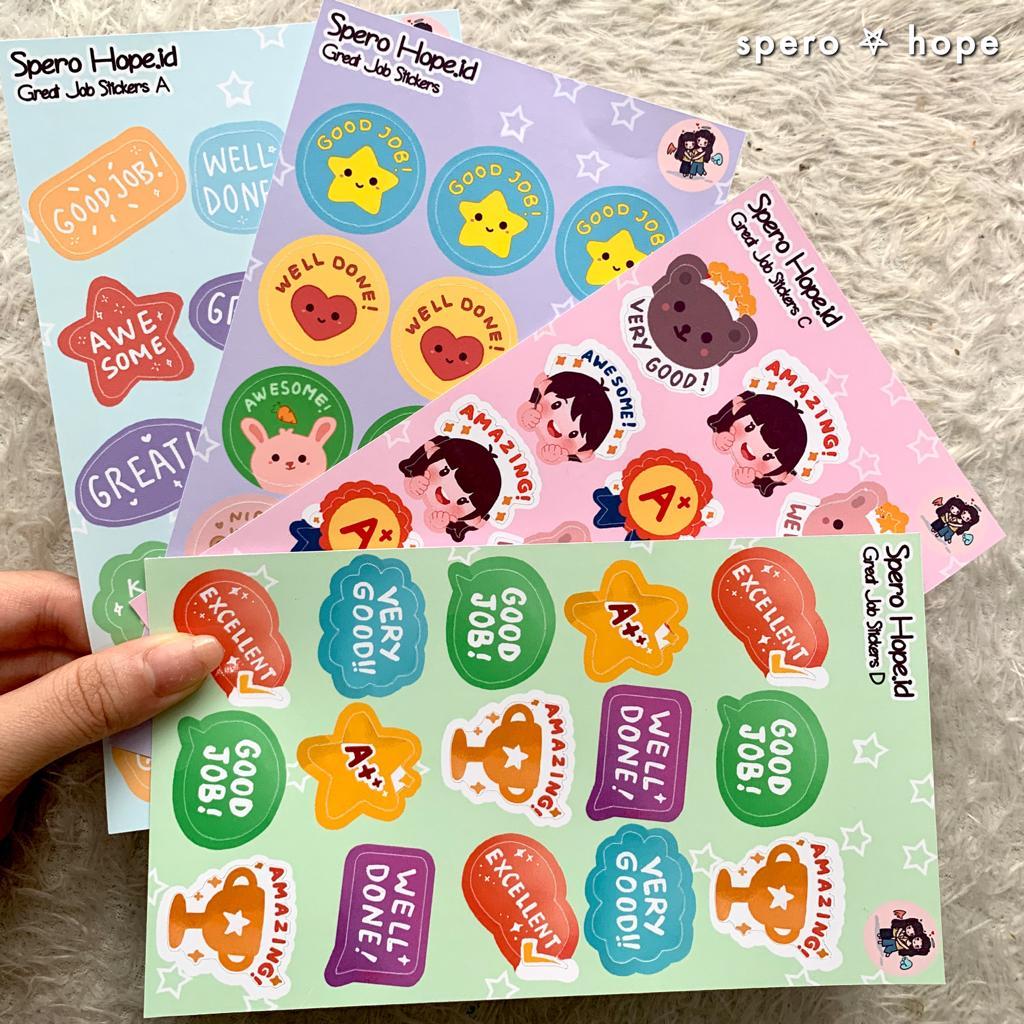 

SPEROHOPE - #GOODJOB Cute Good Job Teacher Sticker For Students Sticker Laptop Sticker DIY Diary Sticker Jurnal BUJO Planner Deco Stiker Hias Stiker Laptop Stiker Guru