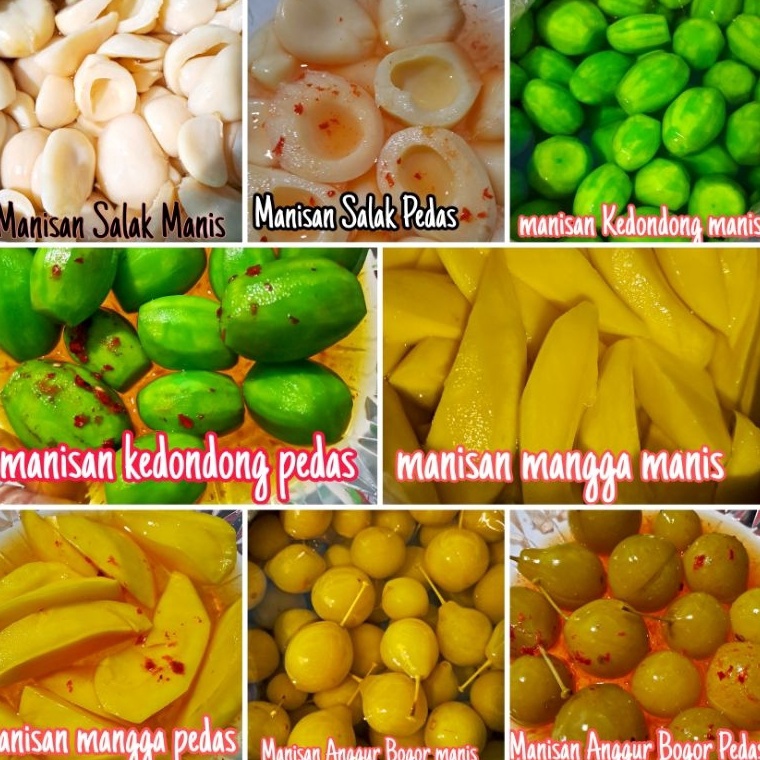 

➭Super Promo Manisan Buah Segar/Asinan Buah Basah(Salak,Mangga,kedondong,Anggur Bogor) berat -+350 gr G99 ➜